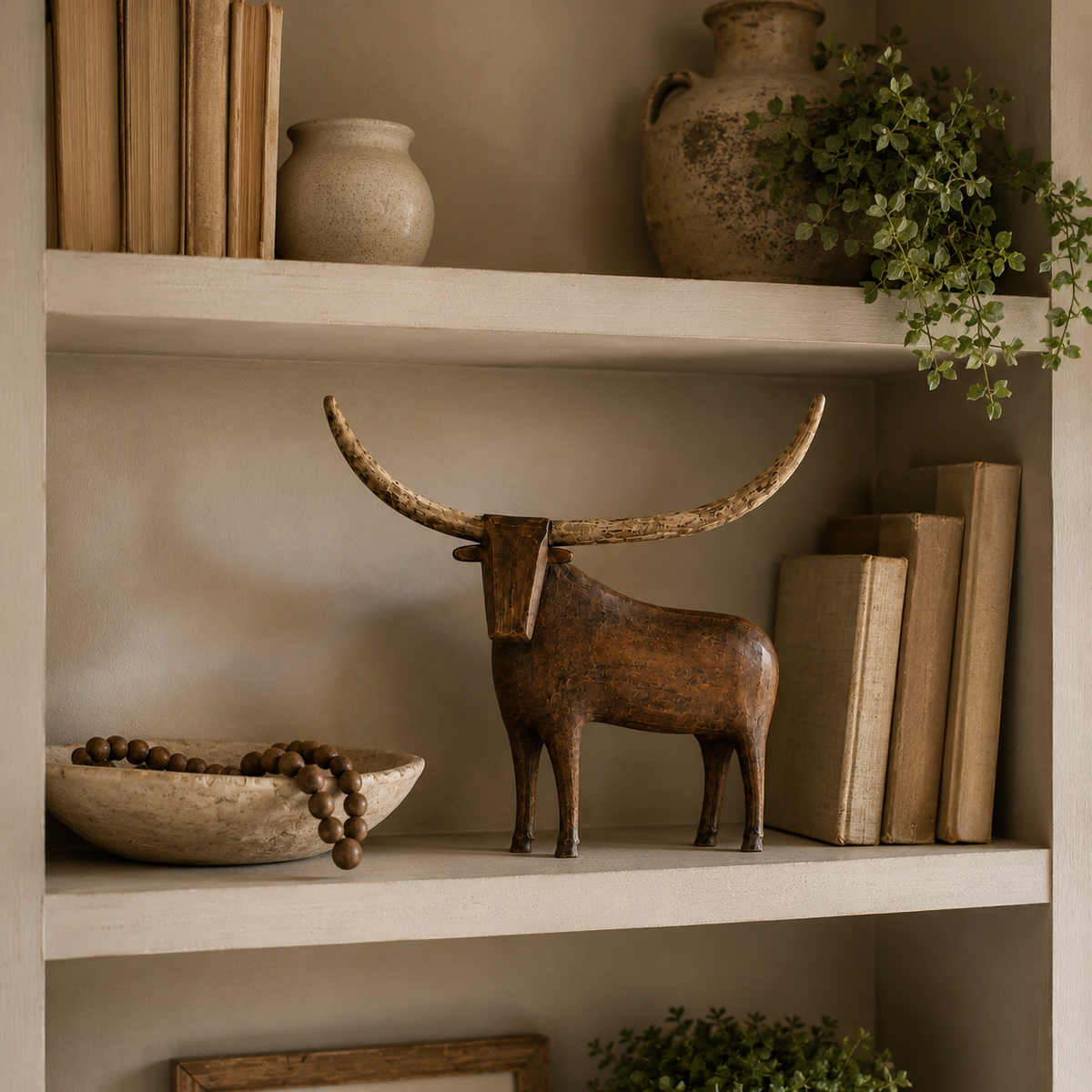 🐂✨ Vintage Longhorn Bull Sculpture 🤠🏡